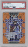 Jordan Addison from the 2023 Panini Mosaic set featuring a Orange Fluorescent parallel graded by PSA and given an overall grade of 9.