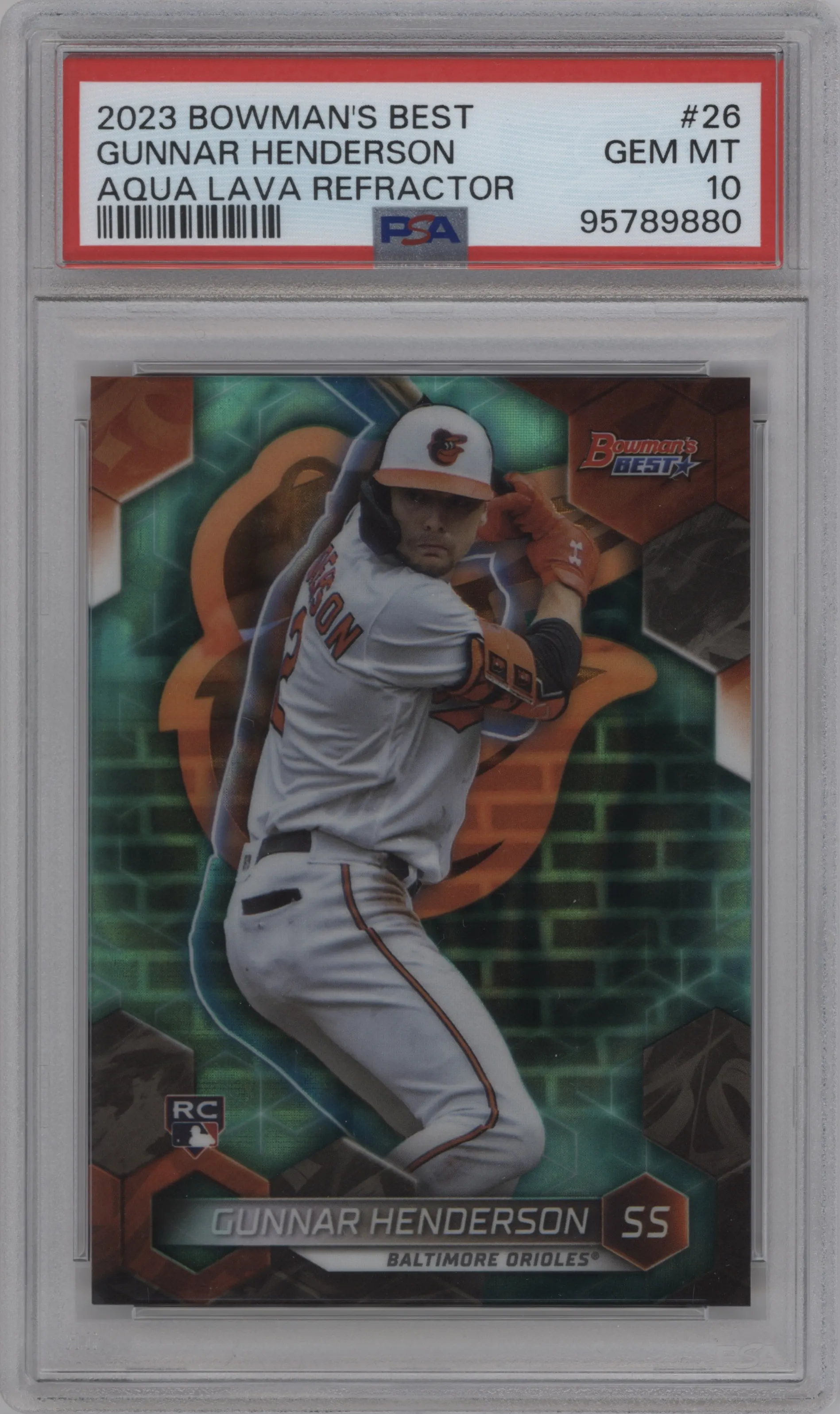 2023 Bowman's Best Gunnar Henderson Aqua Lava Refractor PSA 10