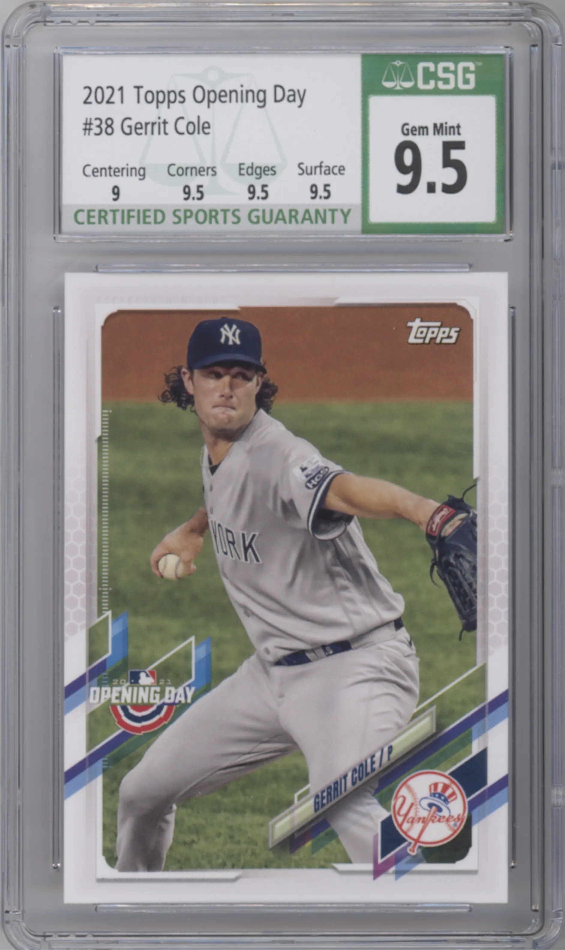 2021 Topps Opening Day Gerrit Cole #38 CGC 9.5