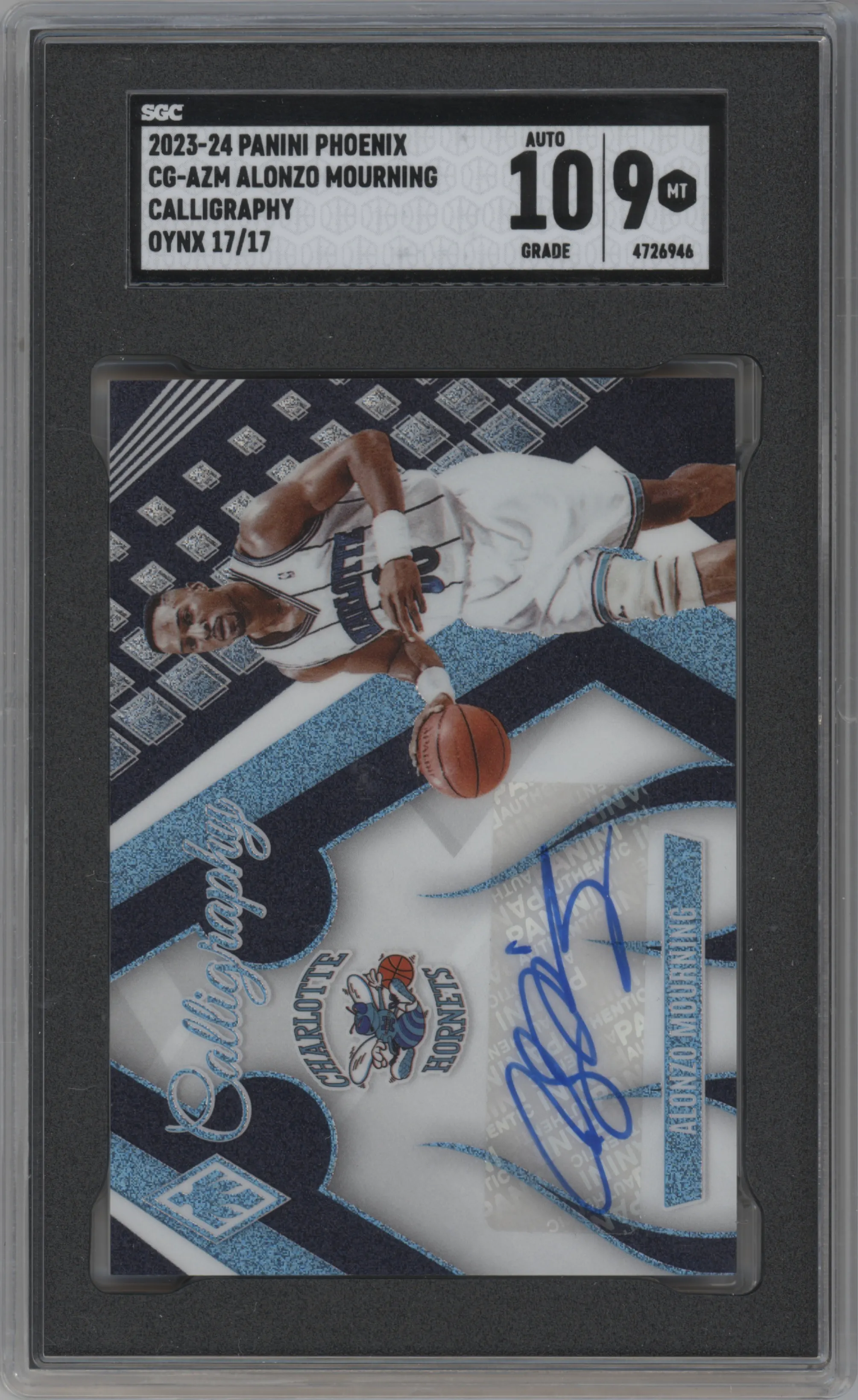 2023 Panini Phoenix Calligraphy Alonzo Mourning FOTL Onyx SGC 9
