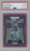Jahmyr Gibbs from the 2023 Panini Prizm set featuring a Pink Prizm parallel graded by PSA and given an overall grade of 10.