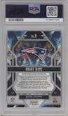 Drake Maye from the 2024 Panini Prizm set featuring a Green Prizm parallel graded by PSA and given an overall grade of 10.