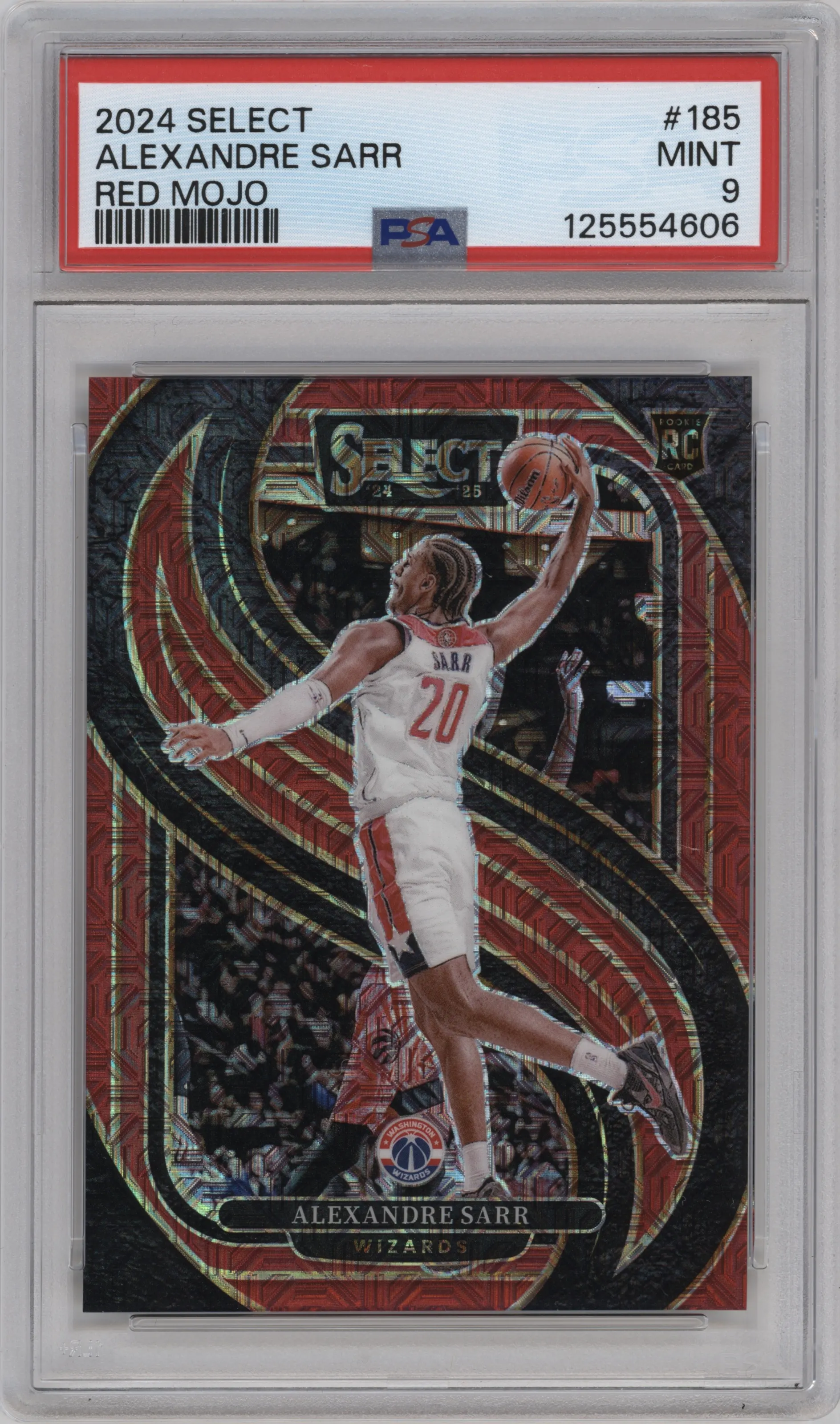 2024 Panini Select Pre.Lvl. Alexandre Sarr Red Mojo PSA 9