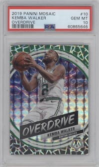 Kemba Walker from the 2019-20 Panini Mosaic  set graded by PSA and given an overall grade of 10.
