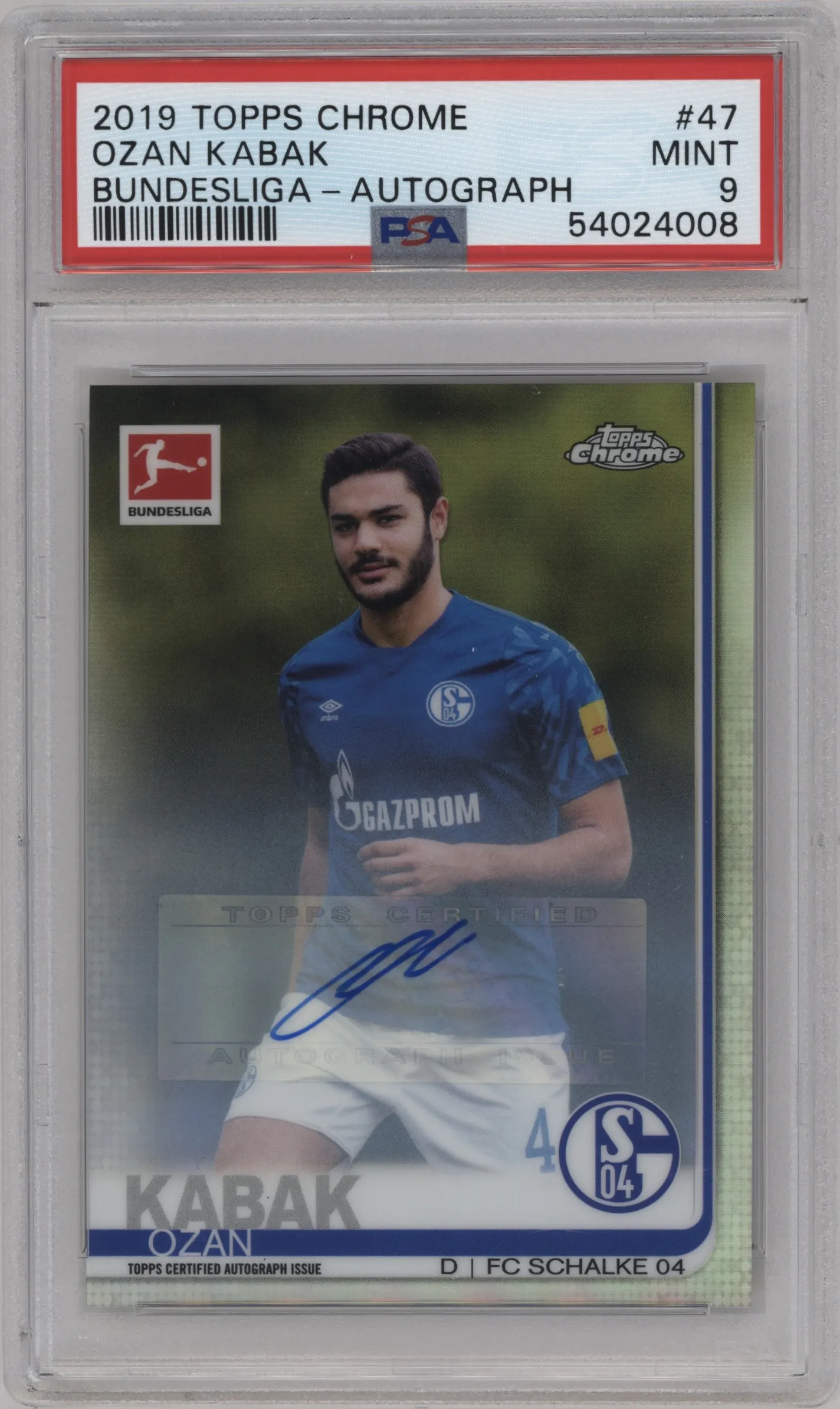 2019 Topps Chrome Bundesliga Autograph Ozan Kabak #47 PSA 9