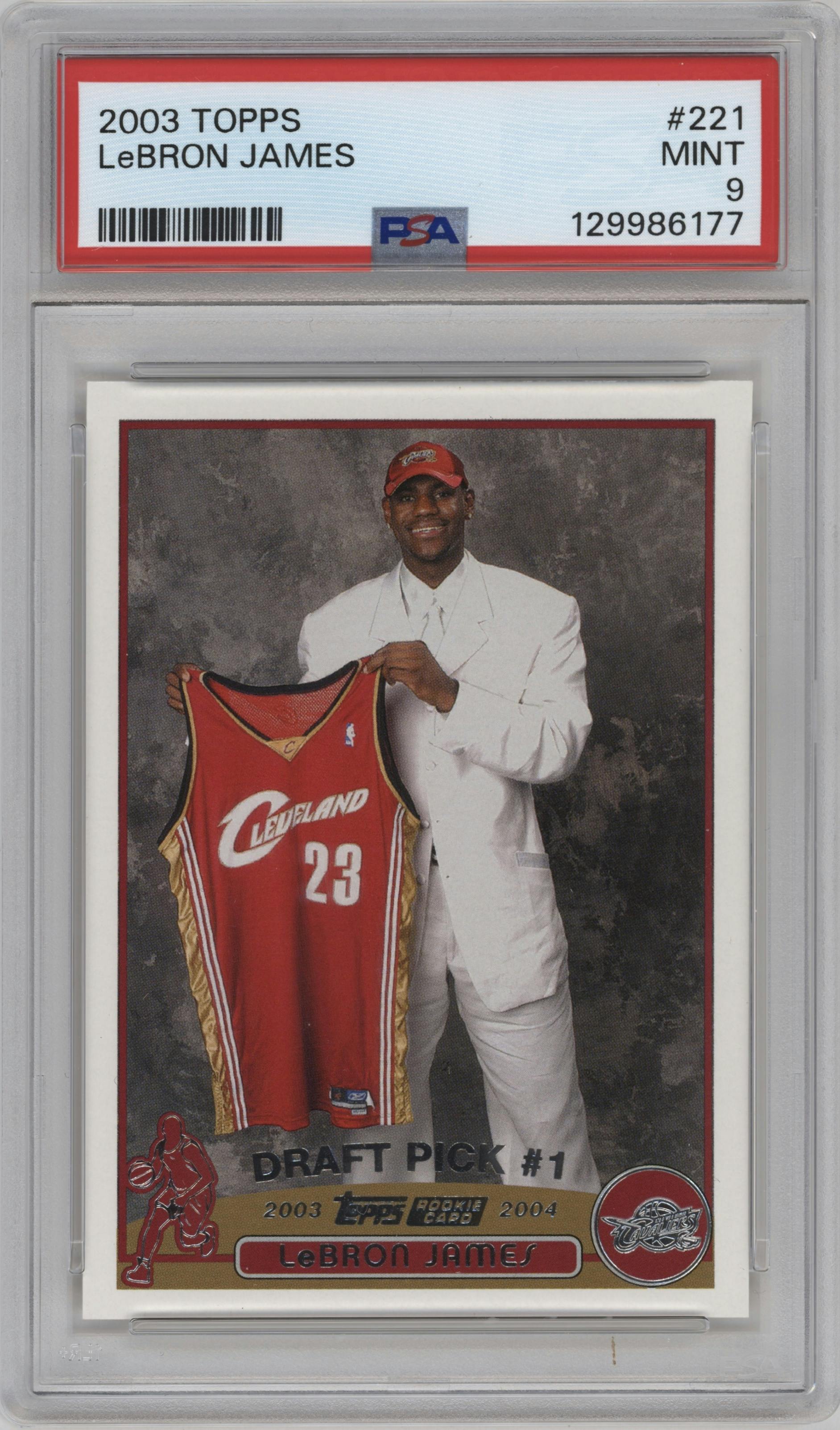 LeBron James from the 2003-04 Topps set graded by PSA and given an overall grade of 9.