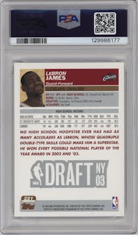 LeBron James from the 2003-04 Topps set graded by PSA and given an overall grade of 9.