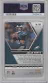Jalen Hurts from the 2020 Panini Mosaic set featuring a Green Mosaic parallel graded by PSA and given an overall grade of 10.