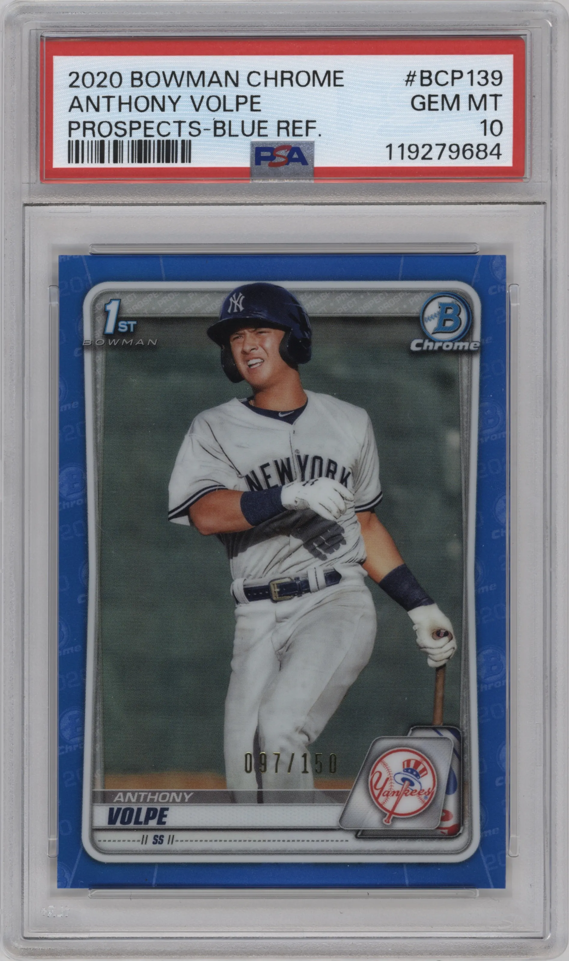2020 Bowman Chr.Pros. Anthony Volpe Blue Refractor #BCP-139 PSA 10