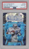 Michael Irvin from the 2019 Panini Prizm set featuring a Blue Ice parallel graded by PSA and given an overall grade of 10.