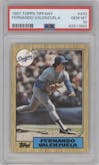 Fernando Valenzuela from the 1987 Topps set featuring a Tiffany parallel graded by PSA and given an overall grade of 10.
