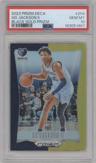 GG Jackson II from the 2023-24 Panini Prizm Deca set featuring a Black Gold Prizm  parallel graded by PSA and given an overall grade of 10.