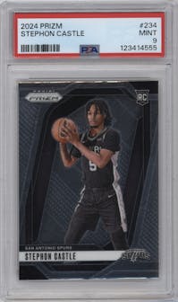Stephon Castle from the 2024-25 Panini Prizm set graded by PSA and given an overall grade of 9.