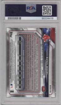 Rafael Devers from the 2018 Bowman Chrome set graded by PSA and given an overall grade of 10.