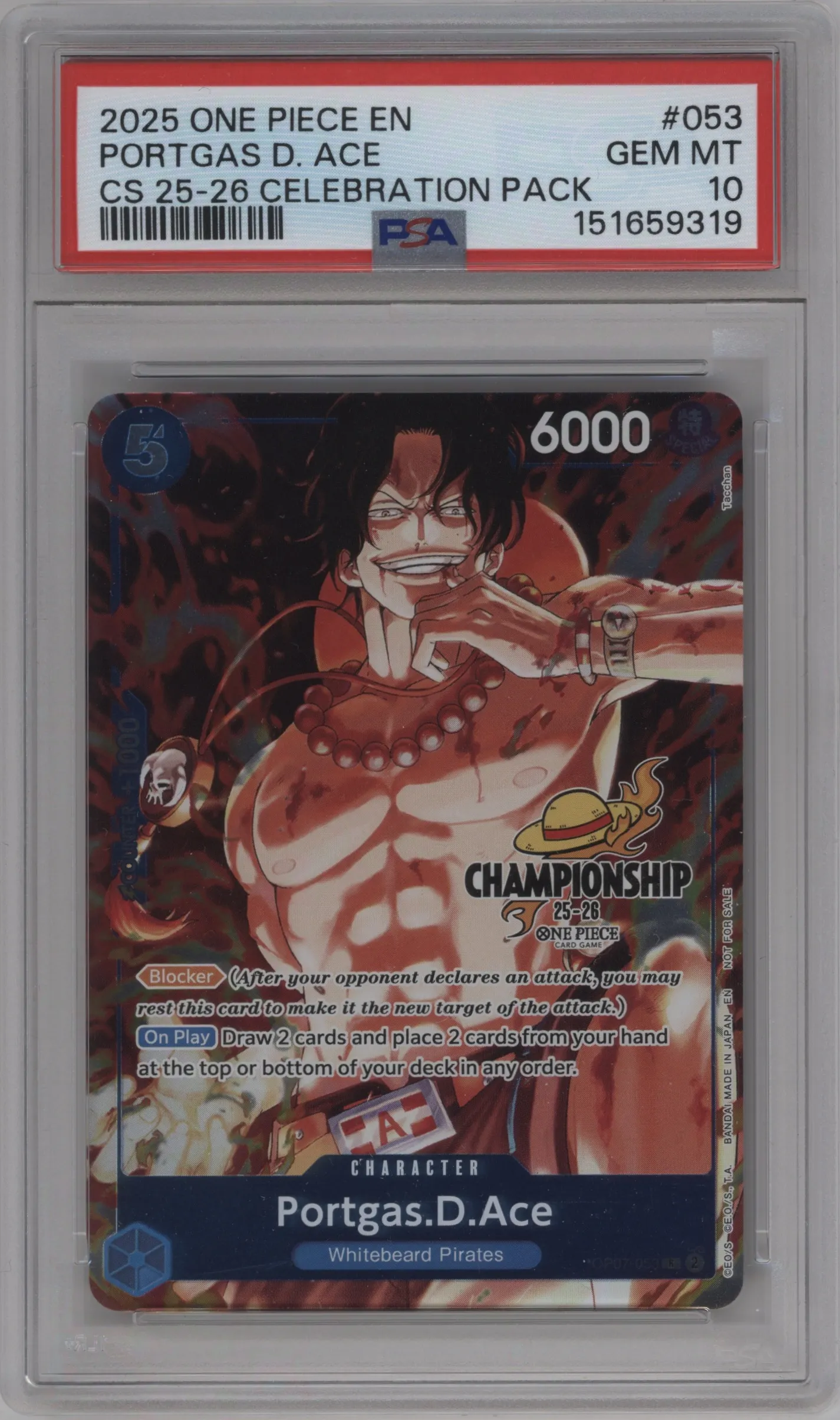 2025 One Piece Portgas.D.Ace CS 25-26 Celebration Pk. PSA 10