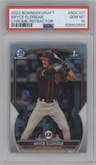 Bryce Eldridge from the 2023 Bowman Draft set featuring a Refractor parallel graded by PSA and given an overall grade of 10.