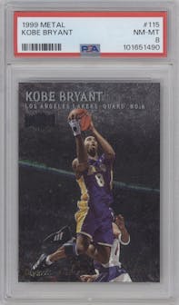 Kobe Bryant from the 1999-00 Skybox Metal set graded by PSA and given an overall grade of 8.