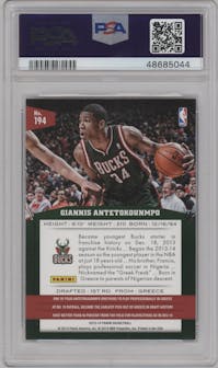 Giannis Antetokounmpo from the 2013-14 Panini set graded by PSA and given an overall grade of 10.