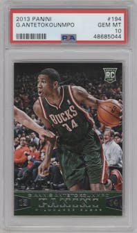Giannis Antetokounmpo from the 2013-14 Panini set graded by PSA and given an overall grade of 10.