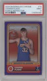 Cooper Flagg from the 2024 Topps Chrome McDonald's All-American set featuring a Purple Refractor parallel graded by PSA and given an overall grade of 9.