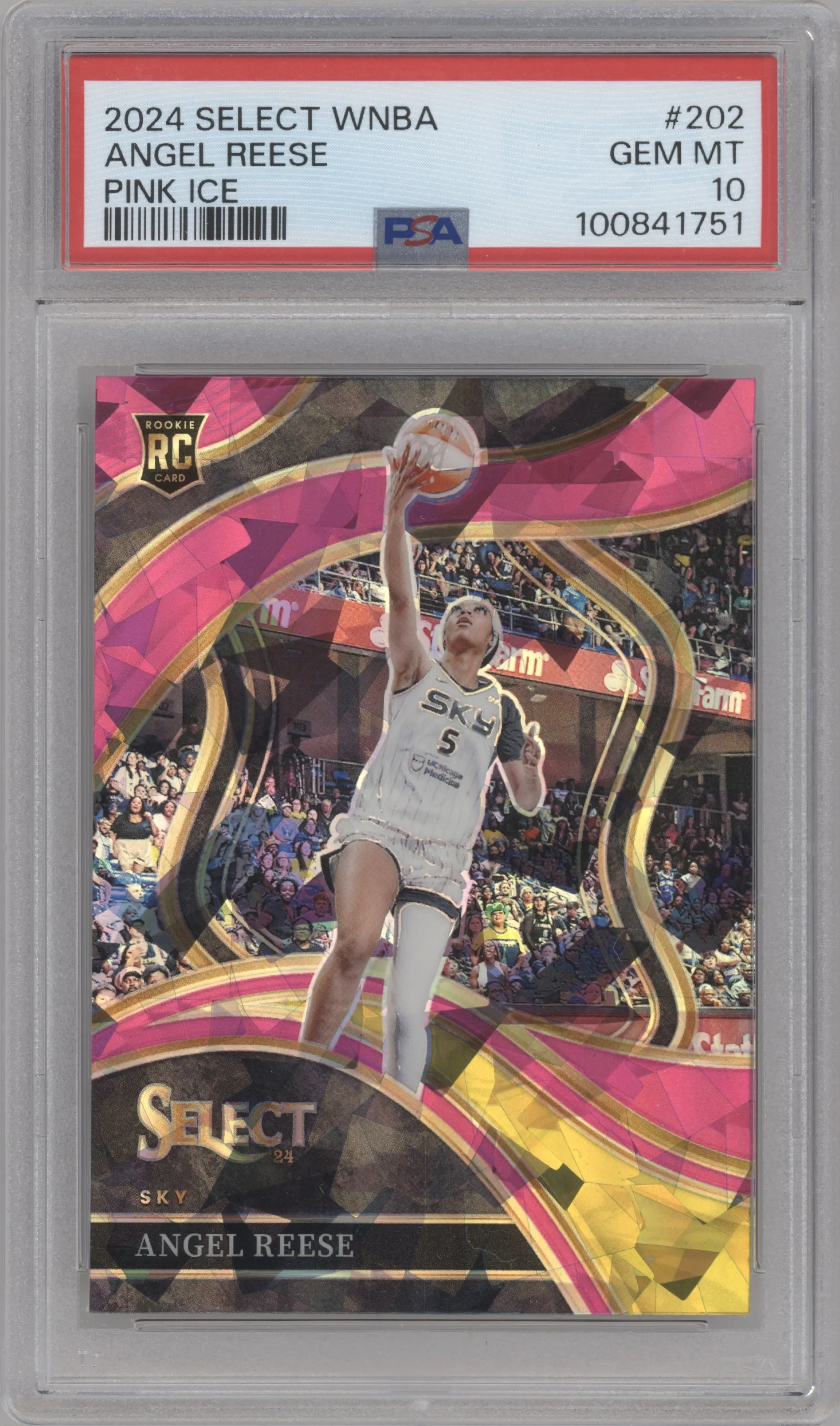 2024 Panini Select WNBA Courtside Angel Reese Pink Ice #202 PSA 10