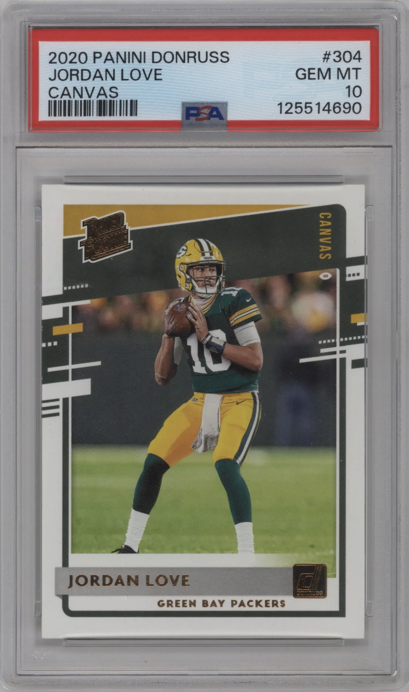 2020 Panini Donruss Rated Rookie Jordan Love Canvas #304 PSA 10
