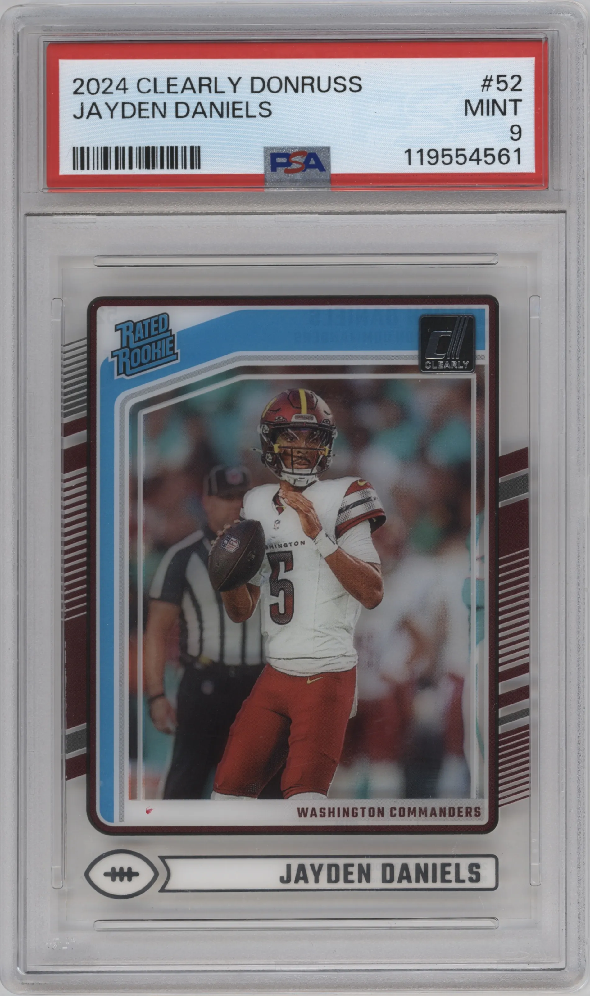 2024 Clearly Donruss Rated Rookie Jayden Daniels #52 PSA 9