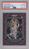 Jabari Smith Jr. from the 2022-23 Panini Prizm  set featuring a Fast Break Purple parallel graded by PSA and given an overall grade of 10.