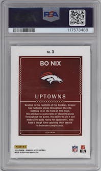 Bo Nix from the 2024 Donruss Optic set graded by PSA and given an overall grade of 10.