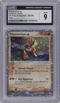 Hitmonchan ex from the 2003 Pokemon EX set graded by CSG and given an overall grade of 9.