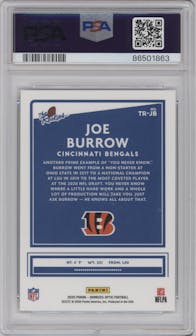 Joe Burrow from the 2020 Panini Donruss Optic set graded by PSA and given an overall grade of 10.