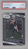 Drake Maye from the 2024 Panini Absolute set graded by PSA and given an overall grade of 10.