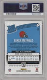 Baker Mayfield from the 2018 Panini Donruss Optic set featuring a Pink  parallel graded by PSA and given an overall grade of 9.