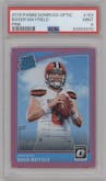 Baker Mayfield from the 2018 Panini Donruss Optic set featuring a Pink  parallel graded by PSA and given an overall grade of 9.