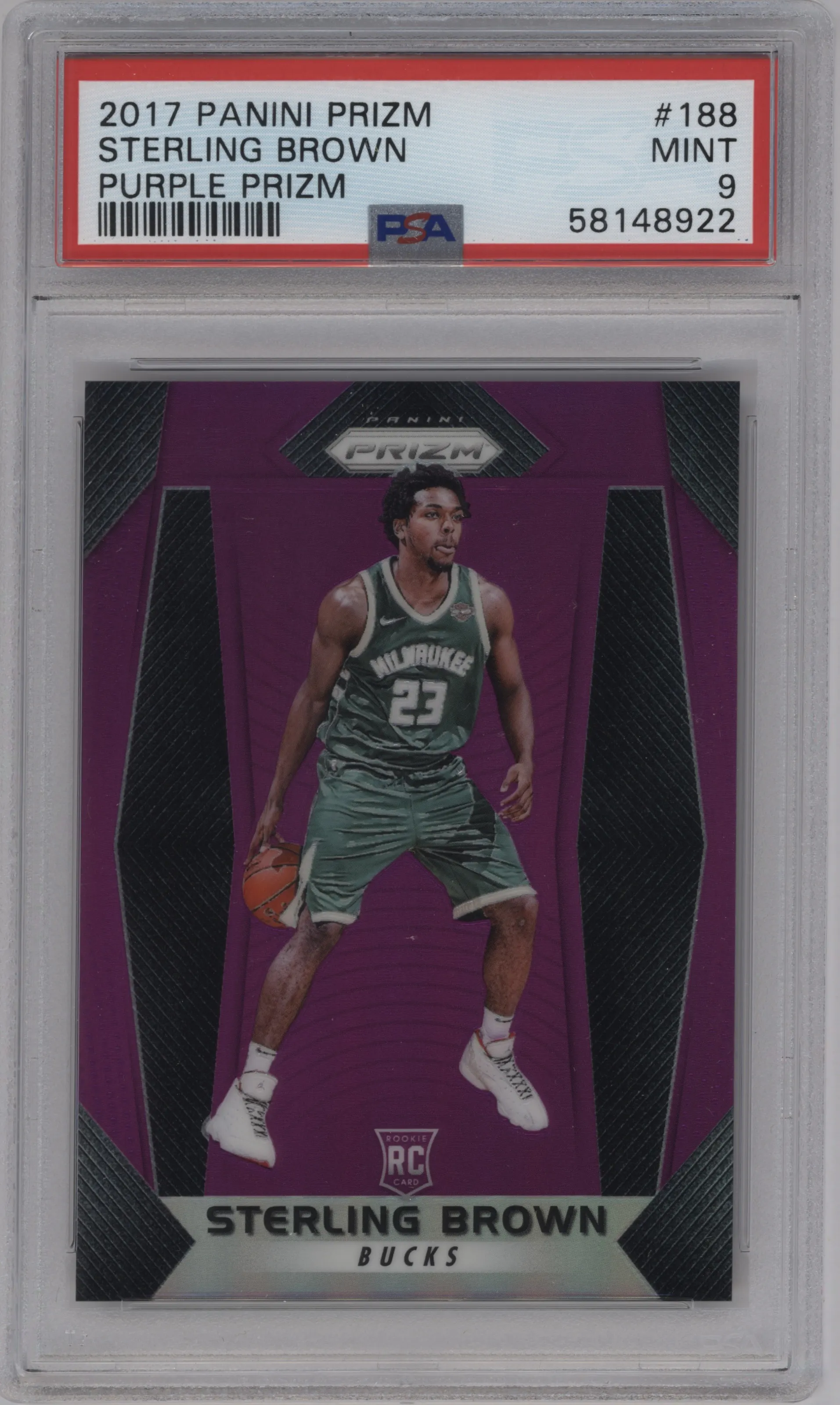 2017 Panini Prizm Sterling Brown Purple Prizm PSA 9
