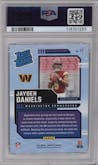 Jayden Daniels from the 2024 Donruss set graded by PSA and given an overall grade of 10.