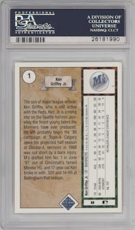 Ken Griffey Jr. from the 1989 Upper Deck set graded by PSA and given an overall grade of 7.
