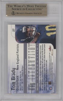 Tom Brady from the 2000 Impact  set graded by Beckett and given an overall grade of 9.5.