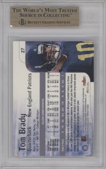 Tom Brady from the 2000 Impact  set graded by Beckett and given an overall grade of 9.5.