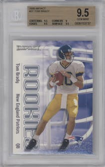 Tom Brady from the 2000 Impact  set graded by Beckett and given an overall grade of 9.5.