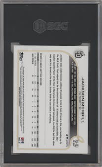 Jackson Merrill from the 2022 Topps Pro Debut set graded by SGC and given an overall grade of 9.5.