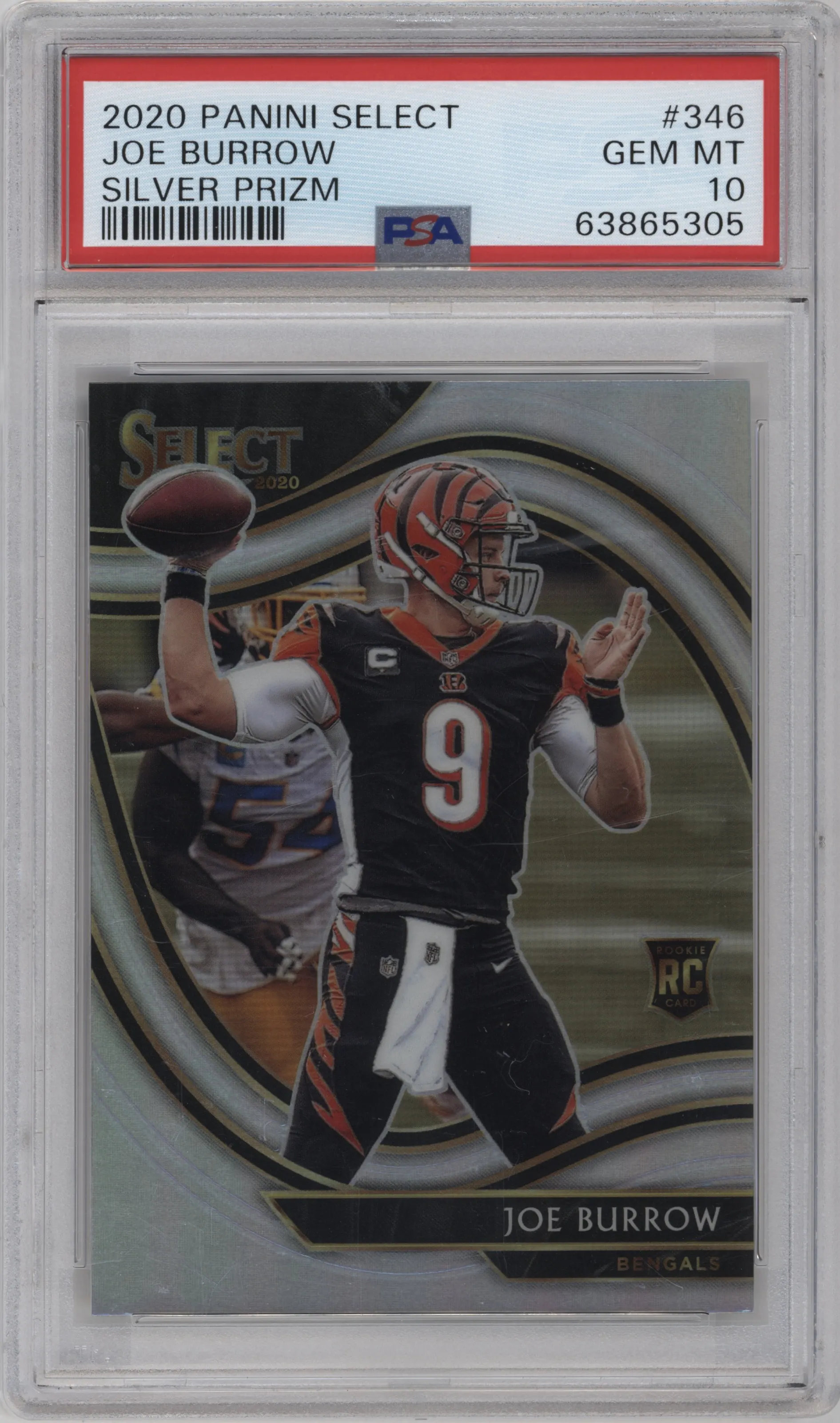 2020 Panini Select Field Lvl. Joe Burrow Silver Prizm PSA 10