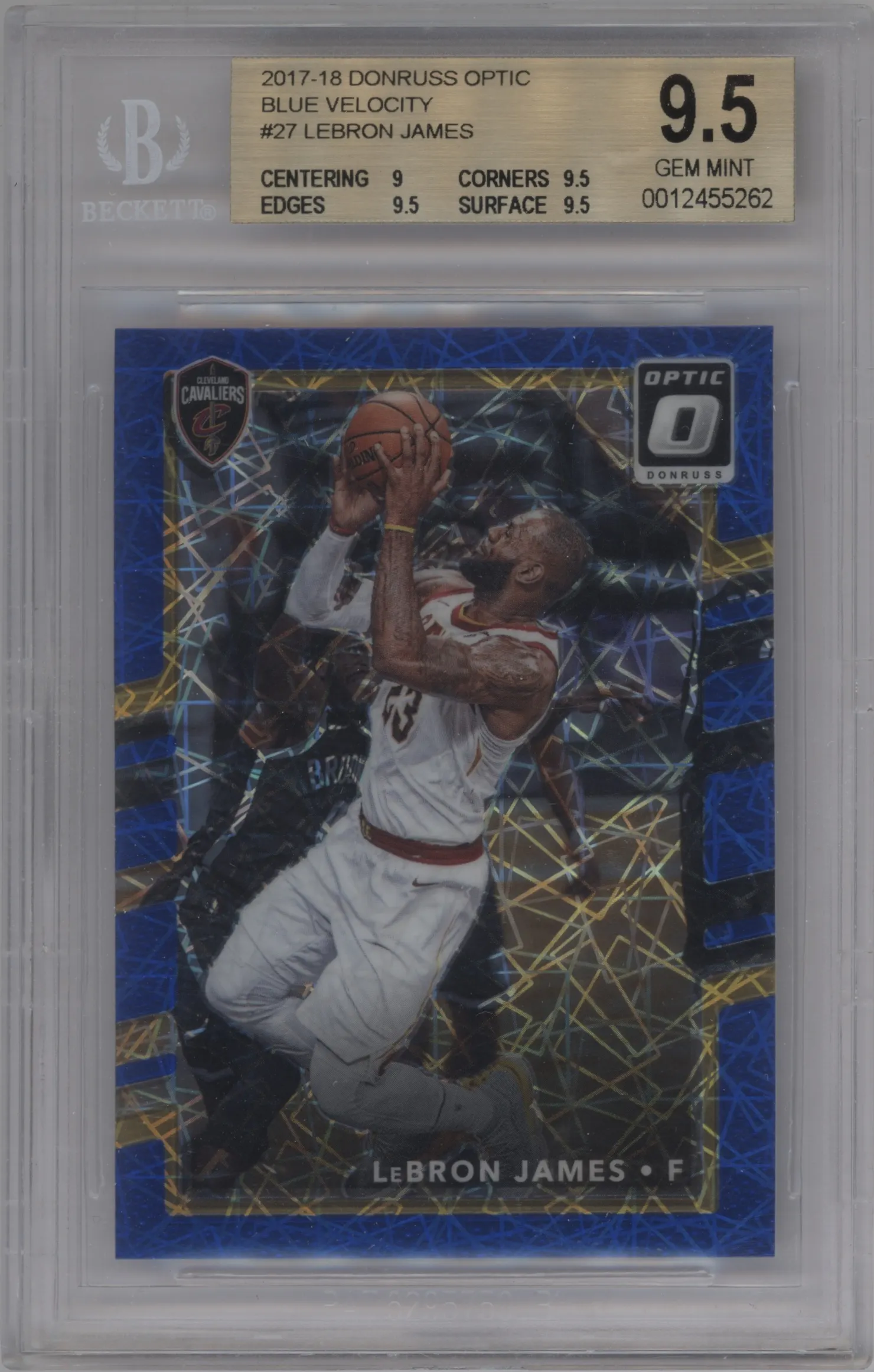 2017 Panini Donruss Optic LeBron James Blue Velocity #27 BGS 9.5