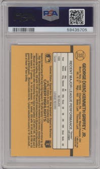 Ken Griffey Jr. from the 1989 Donruss set graded by PSA and given an overall grade of 8.