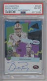 Brock Purdy from the 2023 Panini Spectra set graded by PSA and given an overall grade of 8.