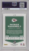 Patrick Mahomes II from the 2021 Panini Donruss set graded by PSA and given an overall grade of 10.