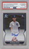 Brandon Mayea from the 2023 Bowman Chrome set graded by PSA and given an overall grade of 10.