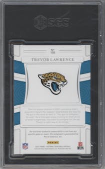 Trevor Lawrence from the 2021 Panini National Treasures set graded by SGC and given an overall grade of 8.