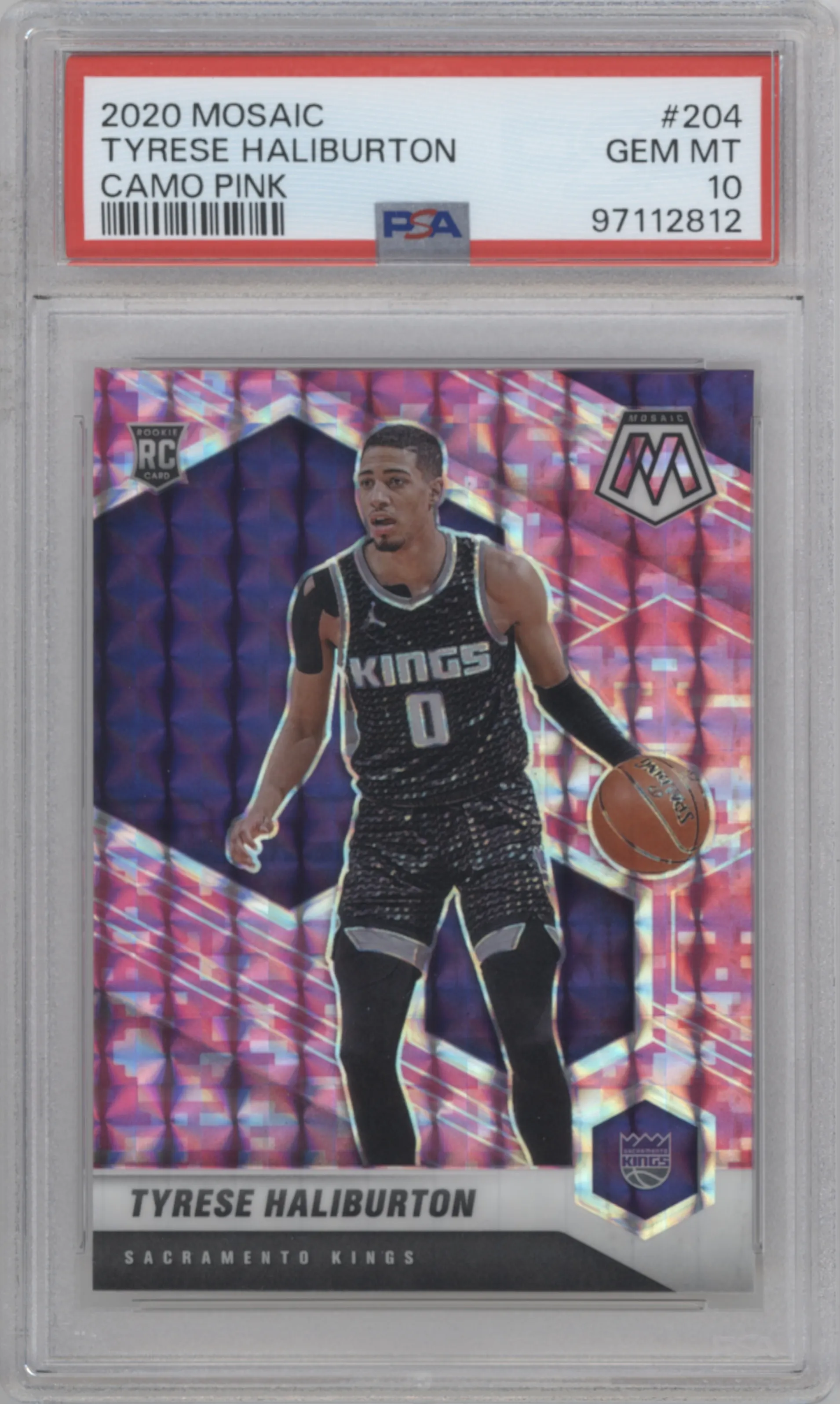 2020 Panini Mosaic Tyrese Haliburton Pink Camo #204 PSA 10
