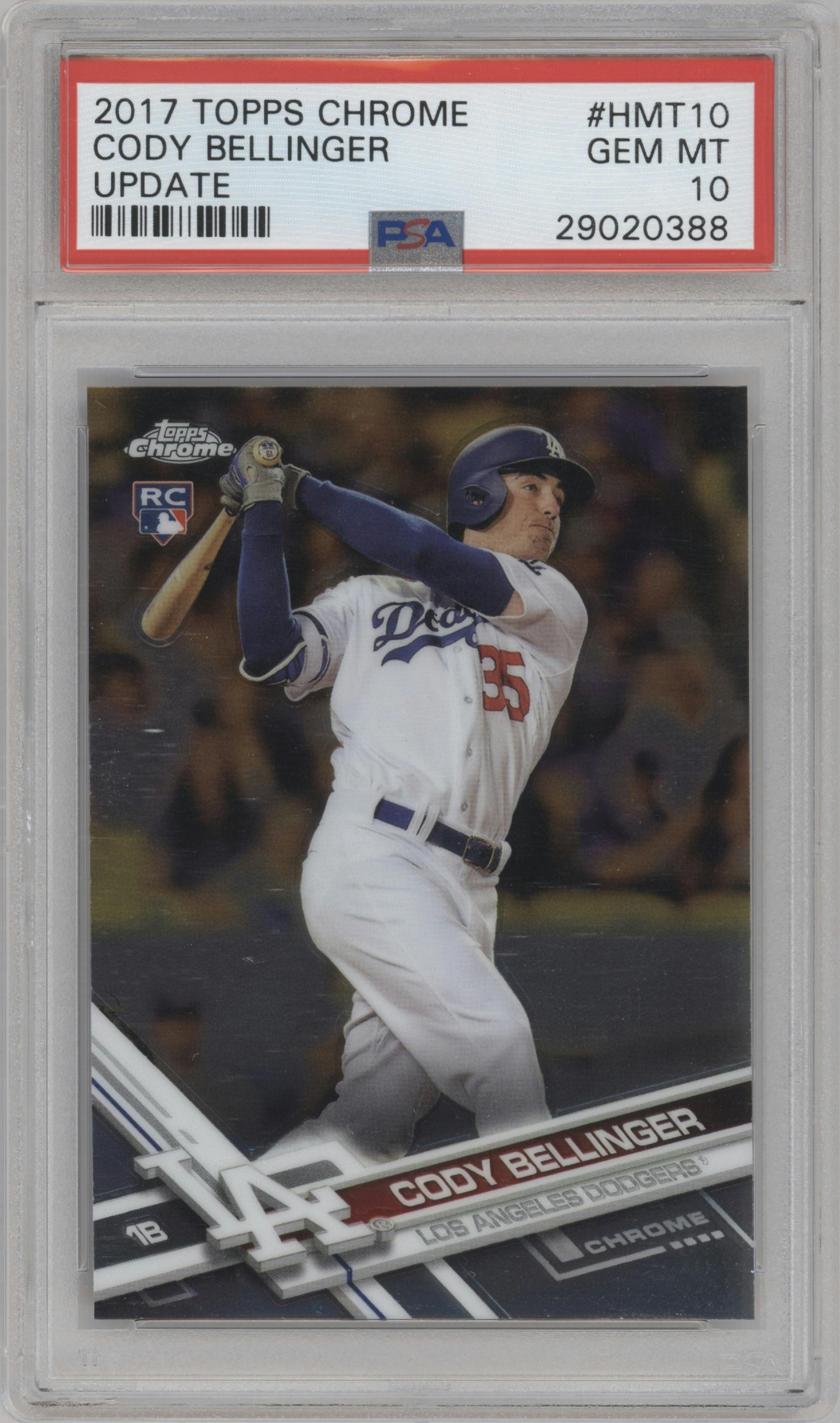 Cody Bellinger from the 2017 Topps Chrome Update Series set graded by PSA and given an overall grade of 10.